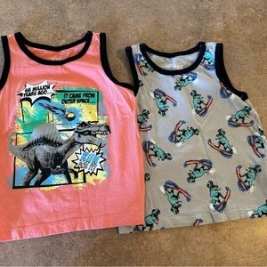 2 PACK! 3T Dinosaur Graphic Kids Tank Tops
